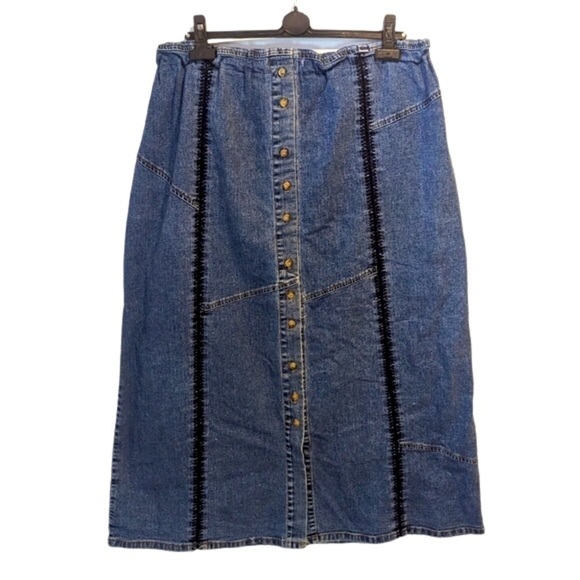 VINTAGE plus size denim maxi skirt - Picture 1 of 8